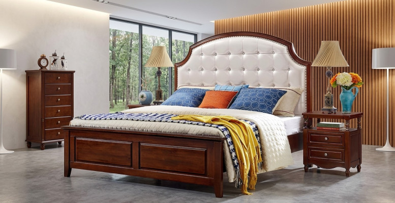 Set di lusso 3 pezzi. Letto con 2 comodini Camera da letto Letti in legno Struttura letto