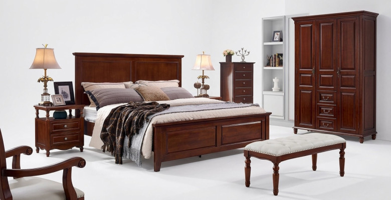 Letto Camera da letto Set Design Letti 2x Comodini 3 pezzi Struttura del letto