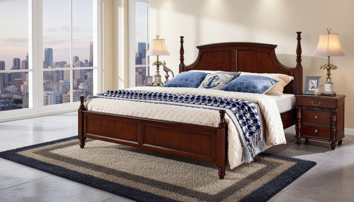 Letti Massicci Letto Matrimoniale Mobili in Legno Design Camera da Letto Classico