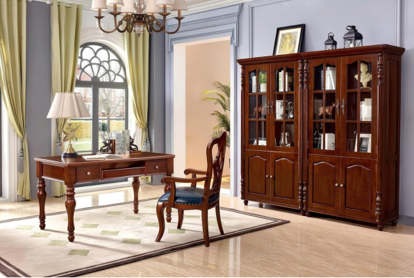 Set da ufficio per scrivania per studio, 4 pezzi. Sedia, 2 librerie, arredamento da ufficio.