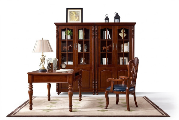 Set da ufficio per scrivania per studio, 4 pezzi. Sedia, 2 librerie, arredamento da ufficio.