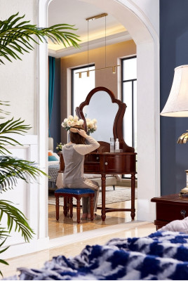 Mobili classici in legno massello 2 pezzi lussuoso tavolo da toeletta sgabello camera da letto