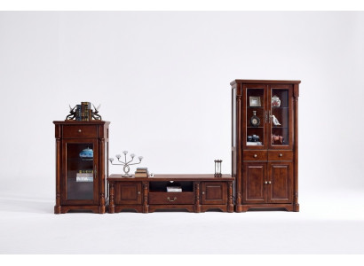 Design: parete attrezzata, mobile TV basso e 2 vetrine in stile classico - Set 3 pezzi.