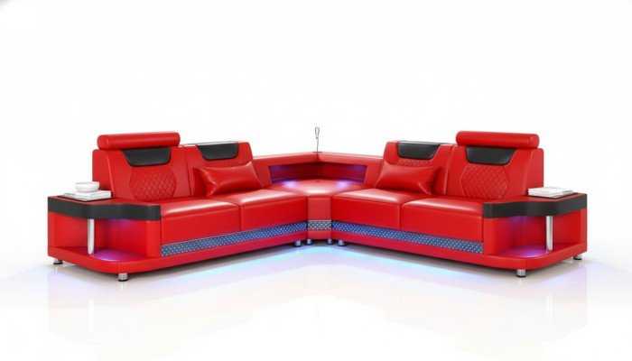 Design Divano ad angolo Esk a L Moderno Divani Divano in pelle Divano Composizione soggiorno Divano Nuovo