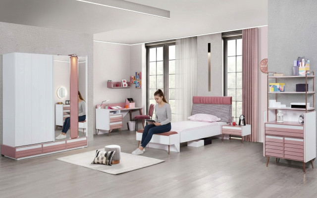 Camera per ragazzi completa con letto per ragazzi scrivania armadio mobili