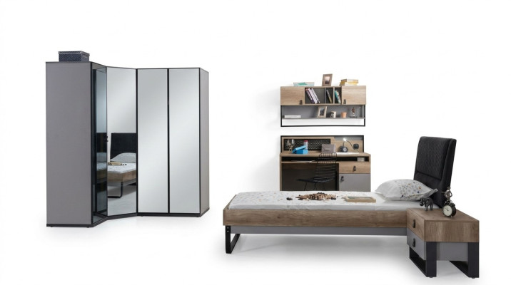 Camera dei bambini camera da letto per giovani set letto armadio angolare armadio scrivania mobili 4 pezzi