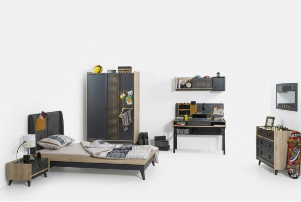 Stanze giovanili per bambini Comodino Armadio Moderno Camera da letto Comodino Tavolo 5 pezzi.