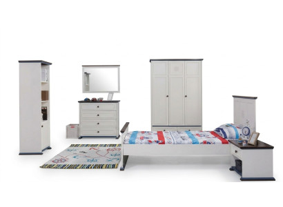 Camera da letto cameretta Set moderno Armadio Comò Tavolo Legno Bianco Nuovo 5 pezzi.