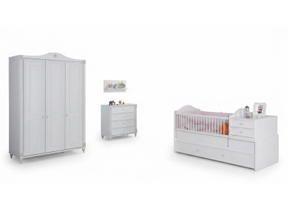 Set di 3 pezzi per camera per bambini Armadio Comodino Mobili per la camera da letto dei giovani