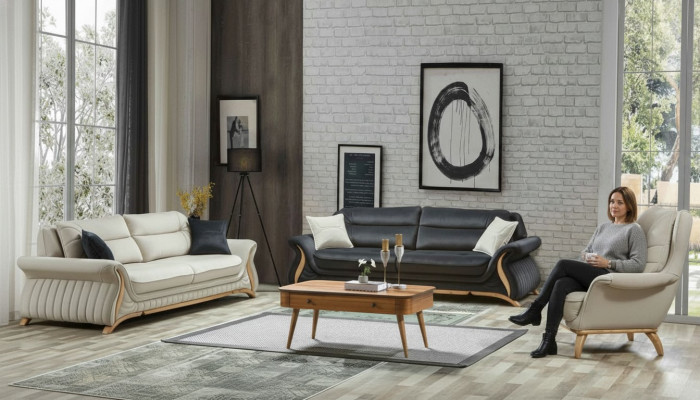 Design divano imbottito poltrona set set 3+3+1 3 pezzi set