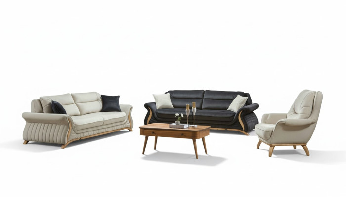 Design divano imbottito poltrona set set 3+3+1 3 pezzi set