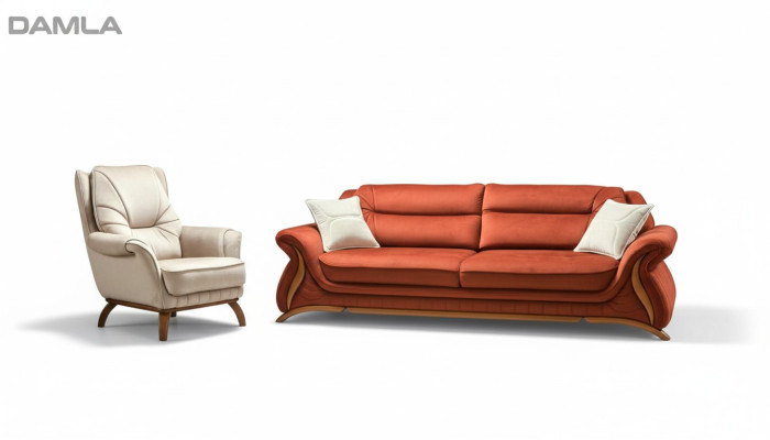 Divano Divano Imbottito 3+1 Posti in Ecopelle Divani Poltrone Set Sedile Design