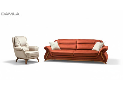 Divano Divano Imbottito 3+1 Posti in Ecopelle Divani Poltrone Set Sedile Design