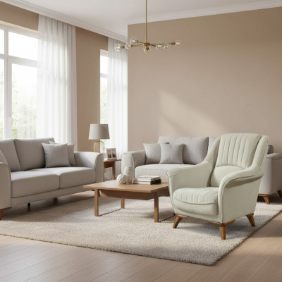 Poltrona Seduta Design Classico Soggiorno Imbottita Singola Relax Bianca