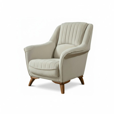 Poltrona Seduta Design Classico Soggiorno Imbottita Singola Relax Bianca