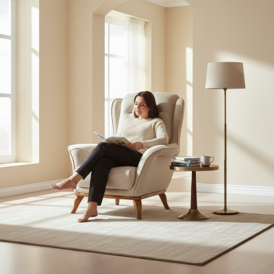 Poltrona di lusso in stile classico, tessuto di design per il soggiorno.