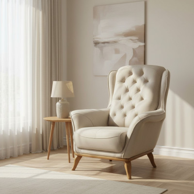 Poltrona di lusso in stile classico, tessuto di design per il soggiorno.