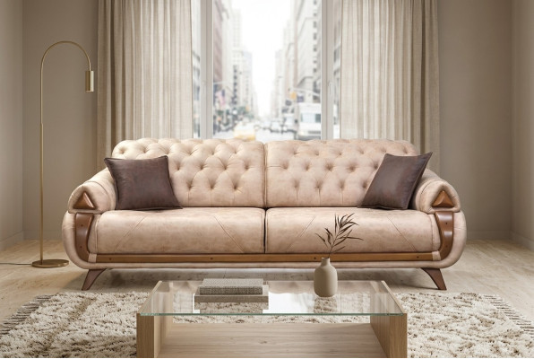 Divano a tre posti Divano Imbottito Design Posti Sofà Arredamento Pelle