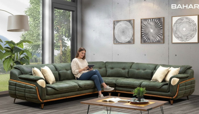 Design divano ad angolo a L Imbottitura di lusso per soggiorno in stile morbido