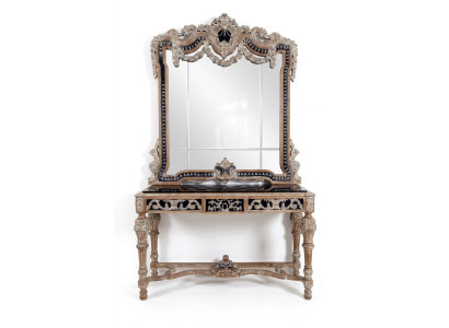 Specchio classico Tavolo da toeletta Console Tavolo Legno marrone Mobili camera da letto Nuovi