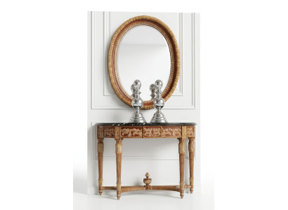 Legno Italiano Mobili Set di 2 pezzi Mobili Stile Barocco Consolle con Specchio Nuovo