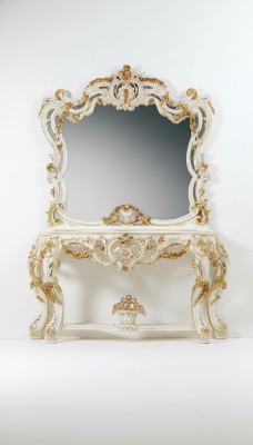 Specchio classico Tavolo da trucco in legno bianco da sala da pranzo camere da letto Mobili 2 pezzi
