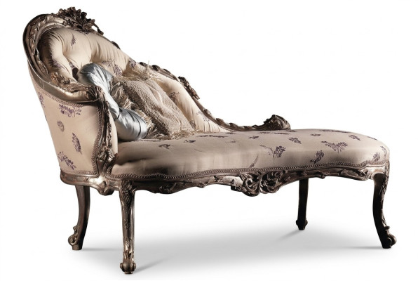Chaiselongue di lusso Liege soggiorno Chaiselounge Relax Banca in legno massello Nuovo