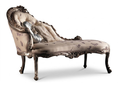 Chaiselongue di lusso Liege soggiorno Chaiselounge Relax Banca in legno massello Nuovo