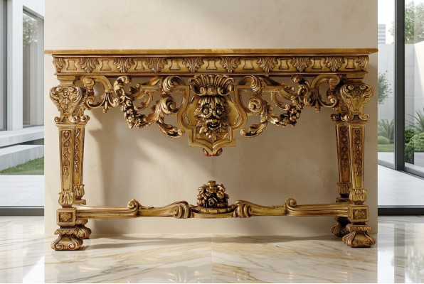 Tavolo per console Mobili Legno Console Arredamento Italiano Legno Massello Comò Nuovo
