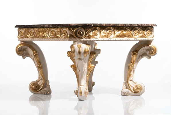 Tavolino da salotto con piano in marmo Tavolo tondo tavolino antico Barocco Rococò italiano