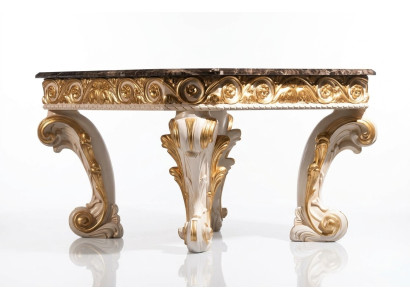 Tavolino da salotto con piano in marmo Tavolo tondo tavolino antico Barocco Rococò italiano