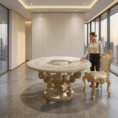 Tavolo da pranzo Design Mobili Arredamento Tavoli in legno massiccio Tavolo Nuovo Lusso Italiano