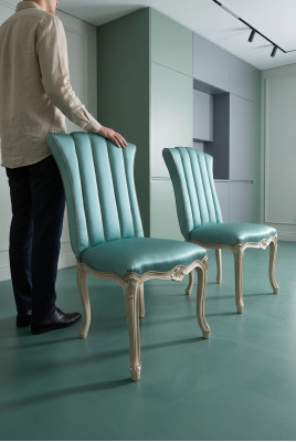 Sedia da pranzo lussuosa Soggiorno Mobili italiani Poltrona Barocco Rococò Nuovo