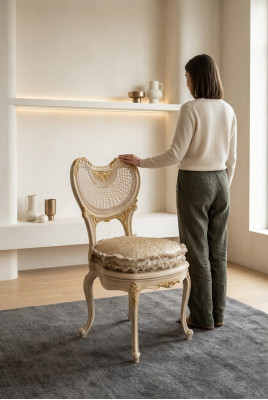 Sedia da pranzo monoposto poltroncina in legno di classe di lusso design mobili barocchi rococò nuovi