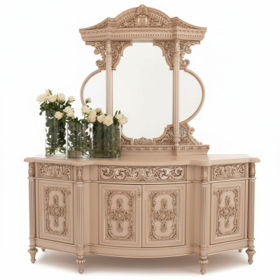 Comò credenza Comodini Specchio Set in legno vero Mobili italiani in stile antico