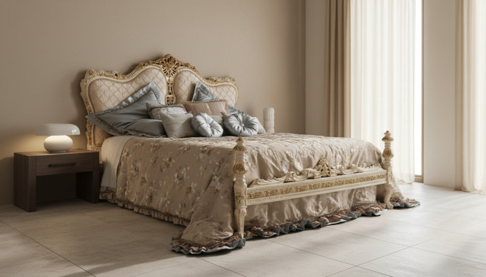 Letto Chesterfield di lusso doppio italiano Arredamento mobili in boiserie Letti