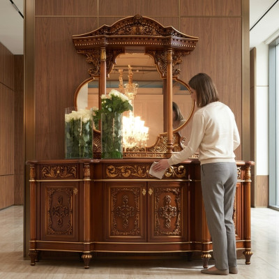 Comò Tavolo Specchio Set Legno Vero Mobili Italiani Stile Antico Comò