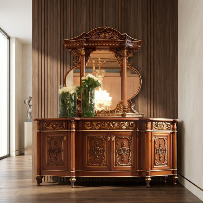 Comò Tavolo Specchio Set Legno Vero Mobili Italiani Stile Antico Comò