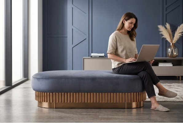 Cuscino sedile Cuscino panca Sedia Pouf Panca Tessuto Legno Stile Designer Poggiapiedi
