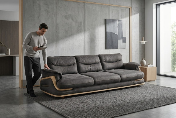 Divano divano imbottito a tre posti in stile lussuoso design italiano.