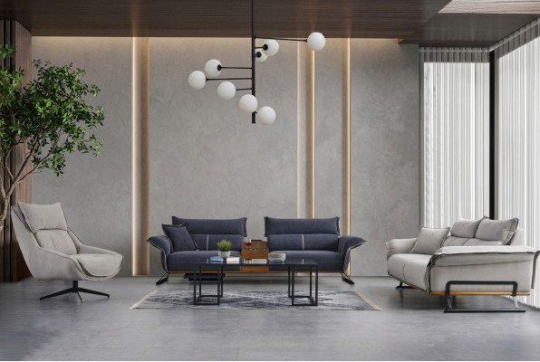 Set di divani di lusso in stile italiano. Set di divani 3 pezzi.