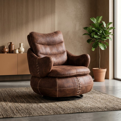 Poltrona Sedile Design Classico Soggiorno Imbottita Monoposto Pelle Stile Mobili di Lusso