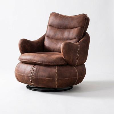 Poltrona Sedile Design Classico Soggiorno Imbottita Monoposto Pelle Stile Mobili di Lusso