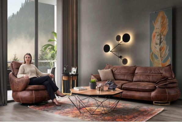 Lussuoso set di divani Western degli Stati Uniti Loft Mobili 3+1 posti divano poltrona 2 pezzi. Nuovo