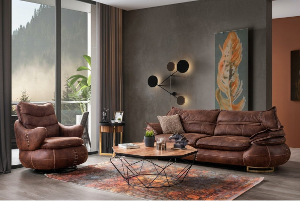 Lussuoso set di divani Western degli Stati Uniti Loft Mobili 3+1 posti divano poltrona 2 pezzi. Nuovo