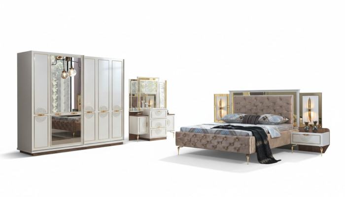 Set da camera da letto di lusso esclusivo composto da 5 pezzi di alta qualità premium.   Set da camera da letto di lusso esclusivo composto da 5 pezzi di alta qualità premium.