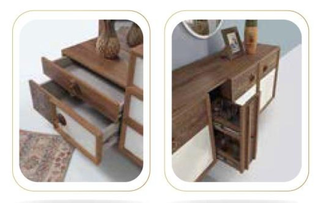 Comò cassettiera legno consolle specchio massiccio soggiorno comò