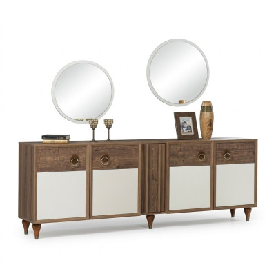 Comò cassettiera legno consolle specchio massiccio soggiorno comò