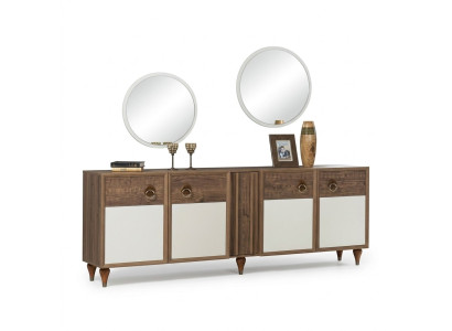 Comò cassettiera legno consolle specchio massiccio soggiorno comò