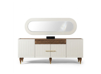 Comò cassetti legno credenza specchio massiccio comodini soggiorno.
